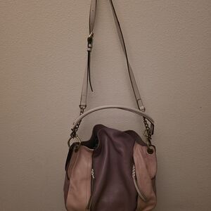Elegant Women's Shoulder Bag in Soft Pink and Deep Purple